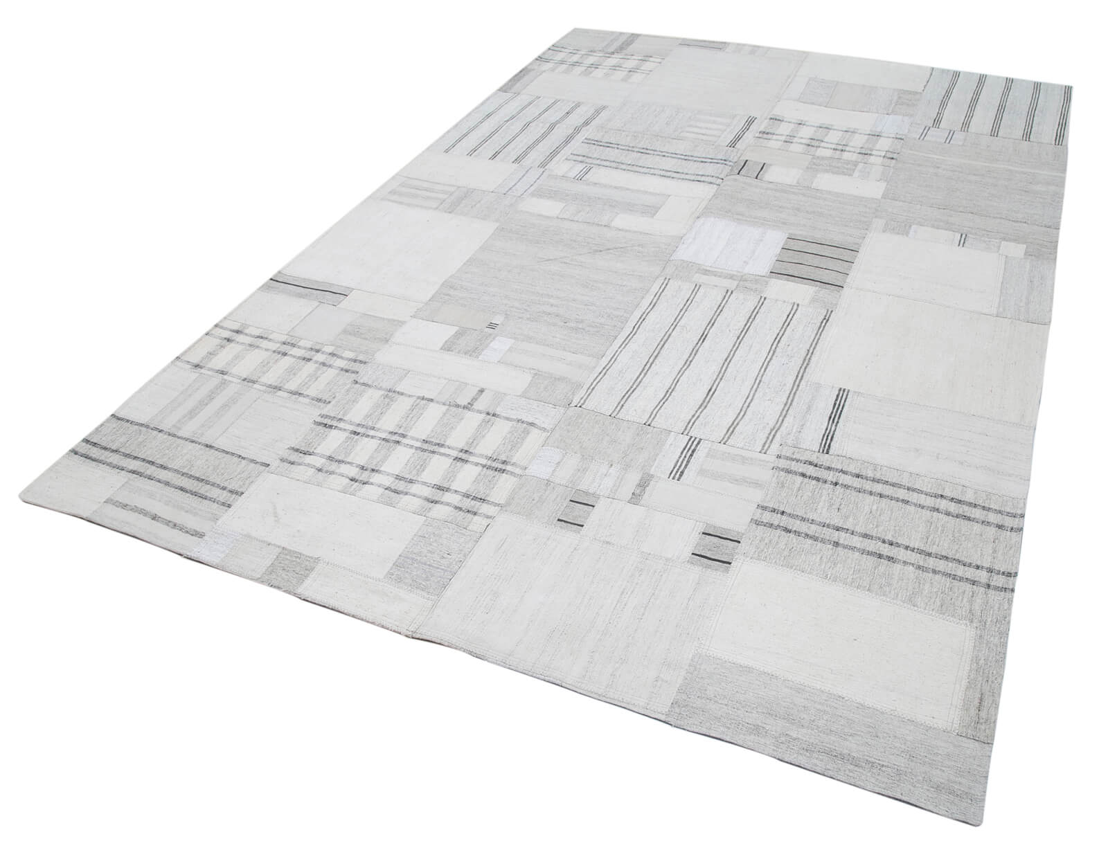 Handmade Area Rug – Beige Patchwork Cotton Wool 6x10 Foot Durable Carpet