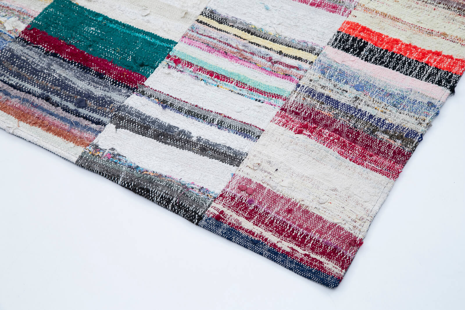Handmade Area Rug – Kirk Yama Grey Patchwork Cotton Wool Carpet 6'10''x9'11''