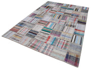 Handmade Patchwork Rug – Grey Patchwork Carpet 6x9 Area Rug Cotton Wool Blend
