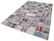Handmade Patchwork Rug - Kirk Yama Grey Area Rug 6'5''x9'9'' Cotton Wool Blend