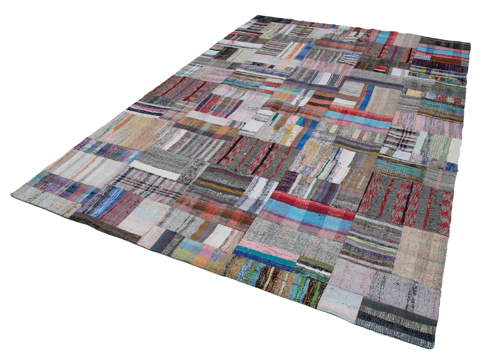 Handmade Patchwork Rug – Kirk Yama Grey Cotton Wool Carpet 7'3''x11'1''