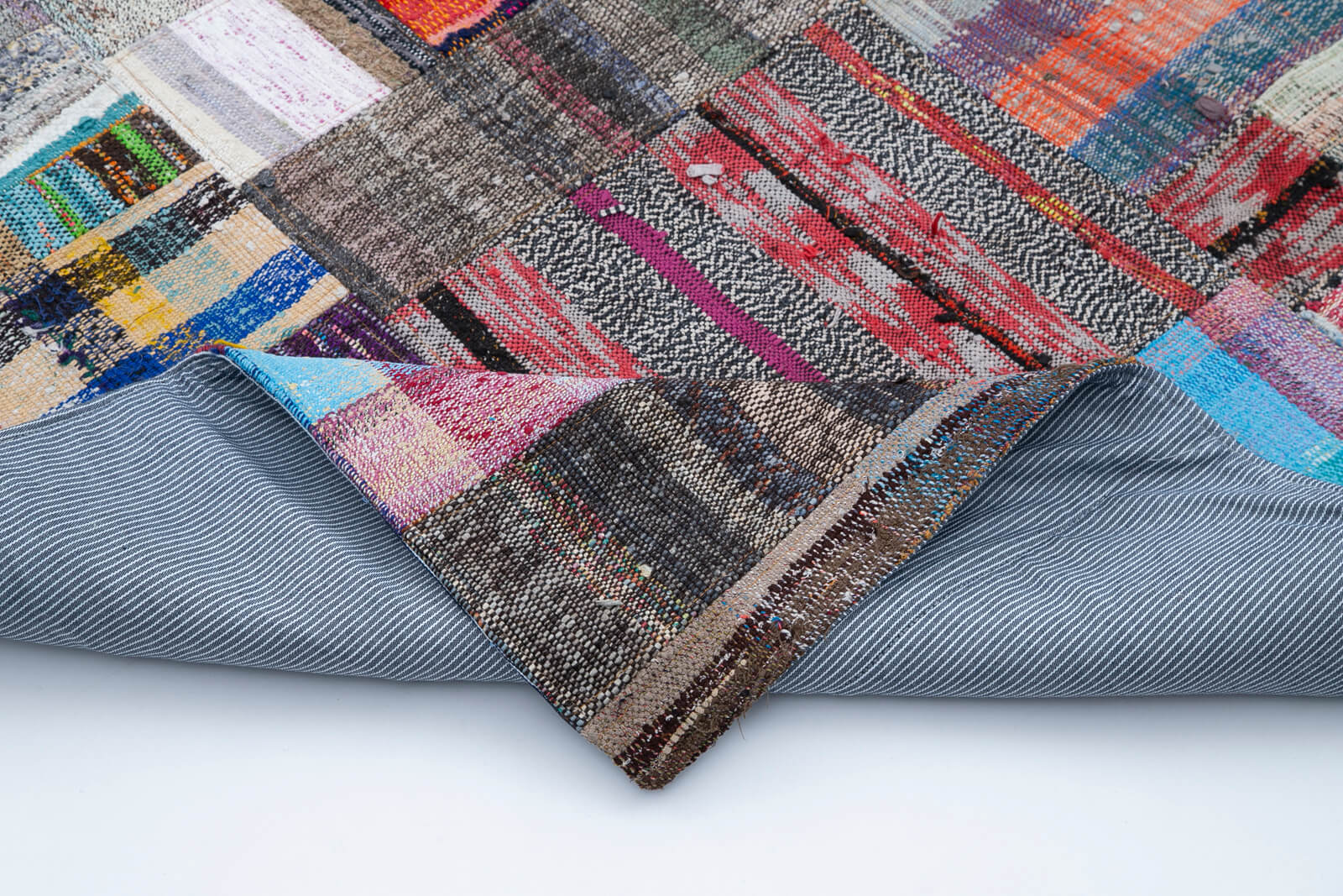Handmade Patchwork Rug – Kirk Yama Grey Cotton Wool Carpet 7'3''x11'1''