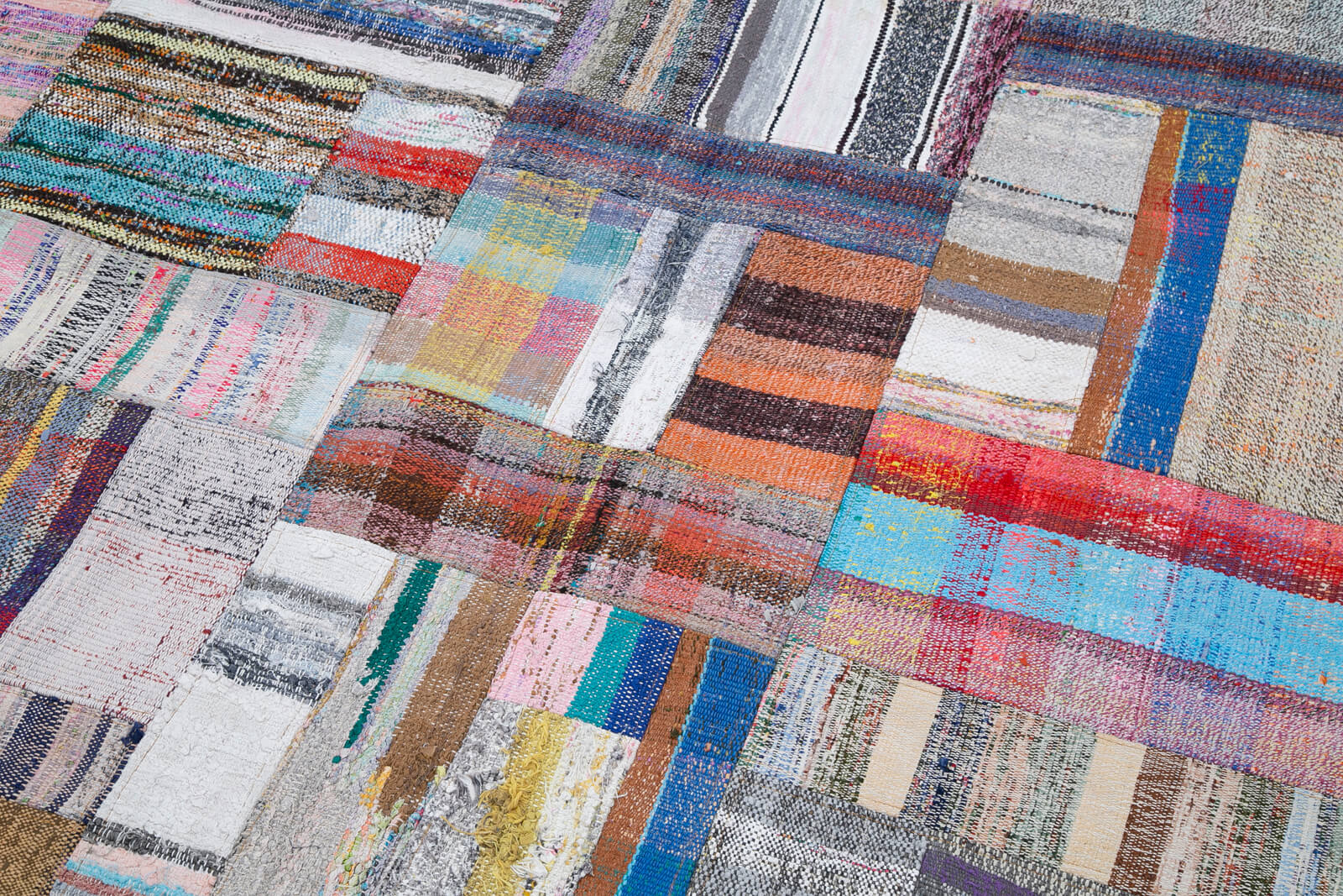 Handmade Patchwork Rug – Kirk Yama Grey Cotton Wool Carpet 7'3''x11'1''