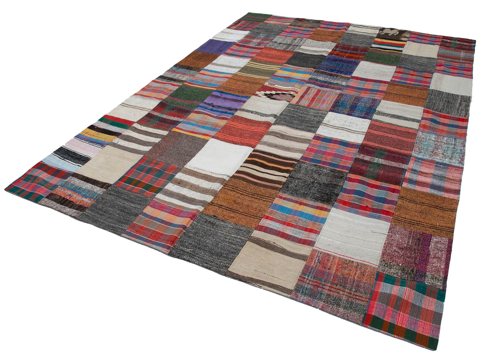 Handmade Patchwork Rug – Kirk Yama Grey Cotton Wool 7x10 Feet Rug