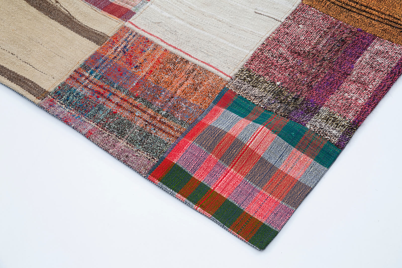Handmade Patchwork Rug – Kirk Yama Grey Cotton Wool 7x10 Feet Rug