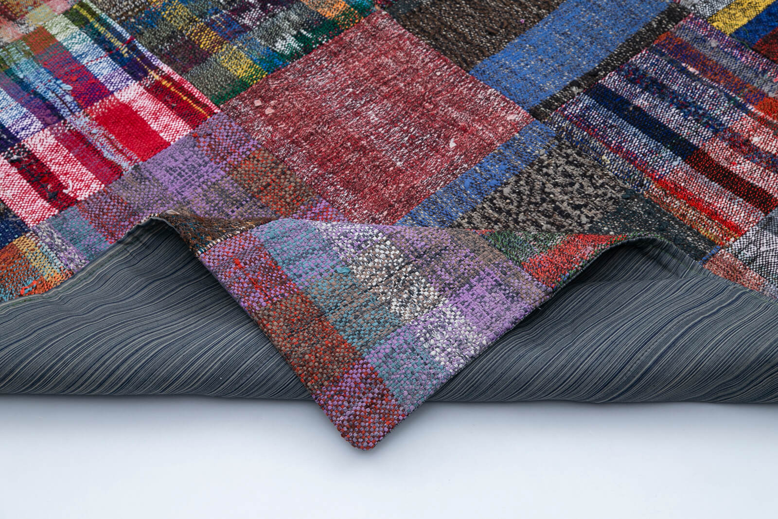 Handmade Patchwork Rug - Kirk Yama Grey Cotton Wool Vintage Area Rug 8'6"x11'7"