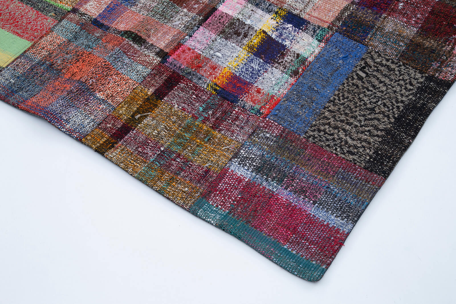 Handmade Patchwork Rug - Kirk Yama Grey Cotton Wool Vintage Area Rug 8'6"x11'7"