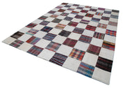 Handmade Patchwork Rug – Grey Cotton Wool Carpet, Vintage Area Rug 8'8''x11'8''