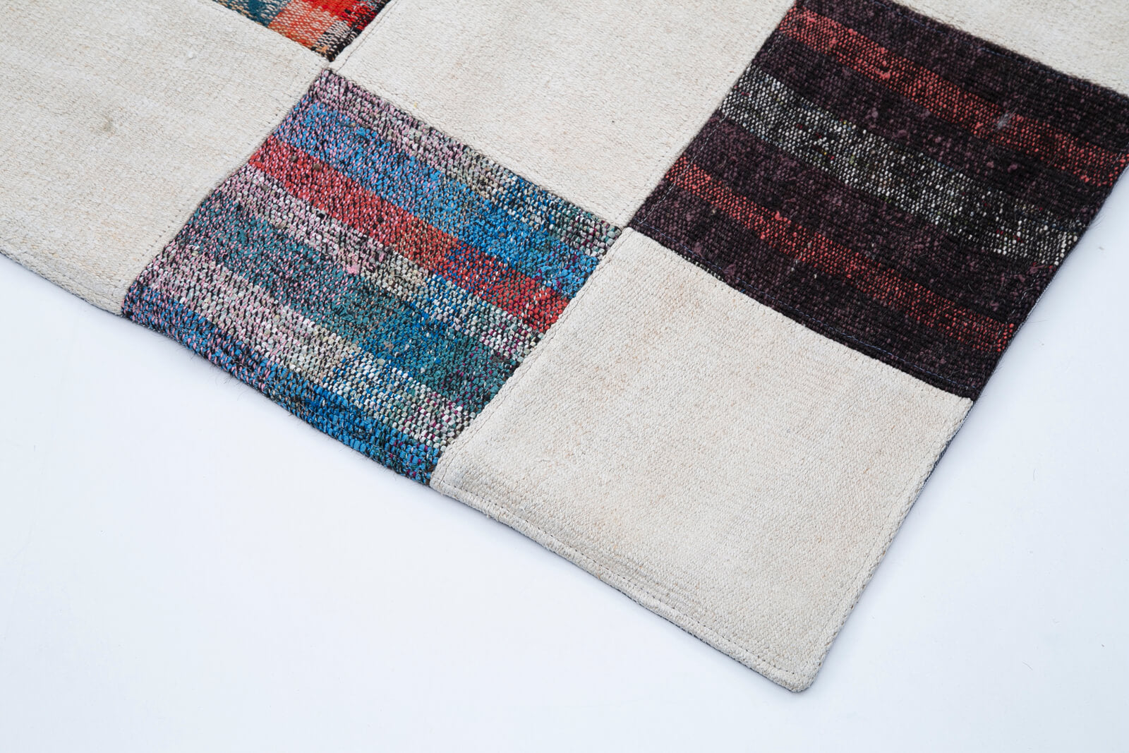 Handmade Patchwork Rug – Grey Cotton Wool Carpet, Vintage Area Rug 8'8''x11'8''