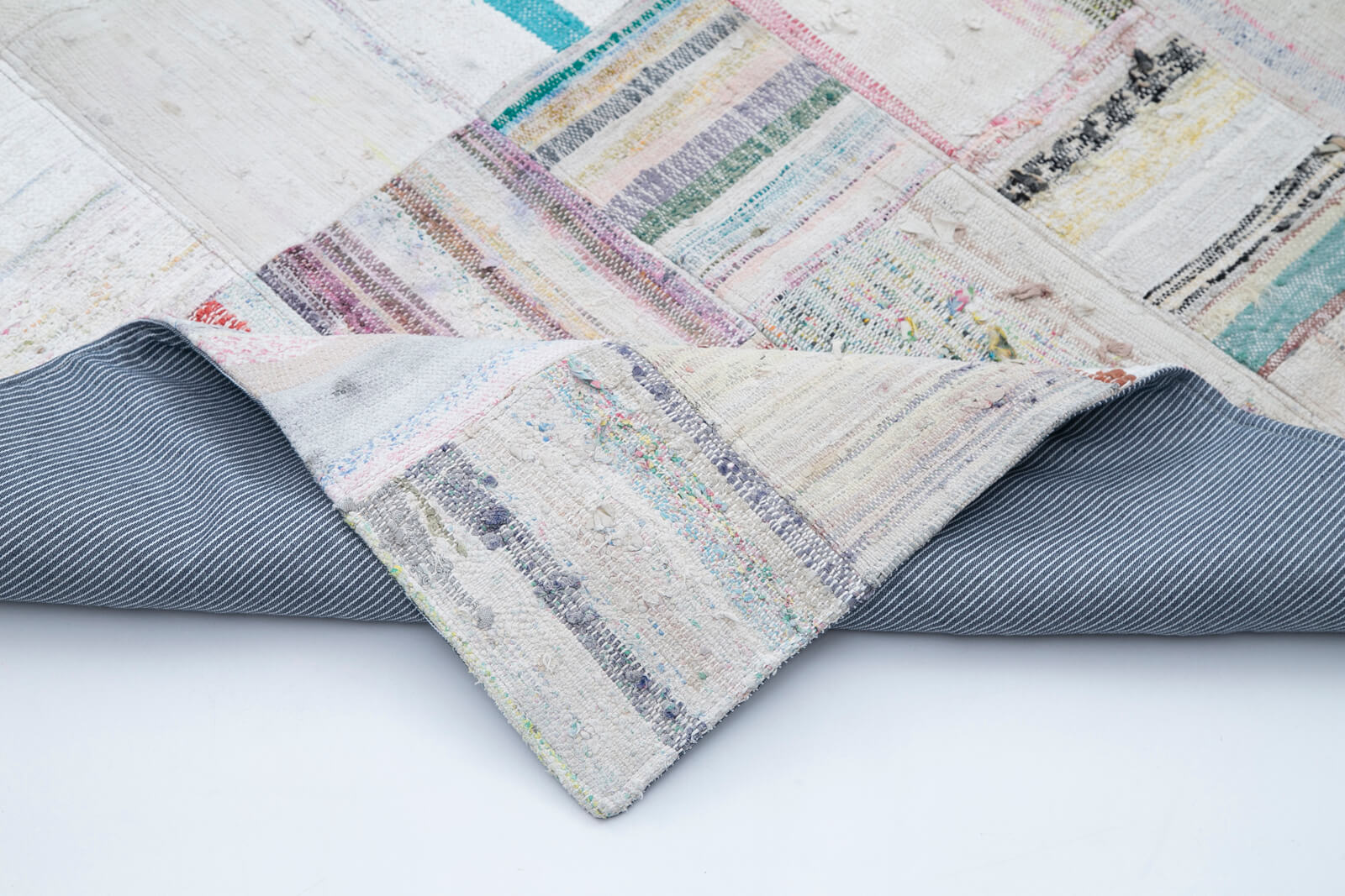 Handmade Area Rug – Kirk Yama Beige Patchwork Cotton Wool Carpet 8'2''x12'