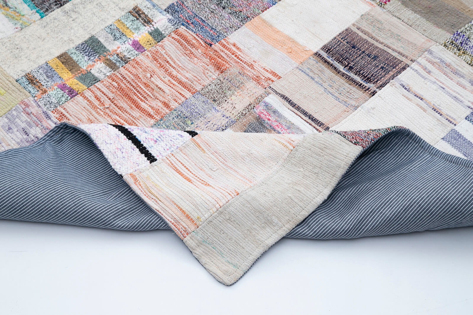 Handmade Patchwork Area Rug - Kirk Yama Grey Cotton Wool Carpet 9'3''x13'0''