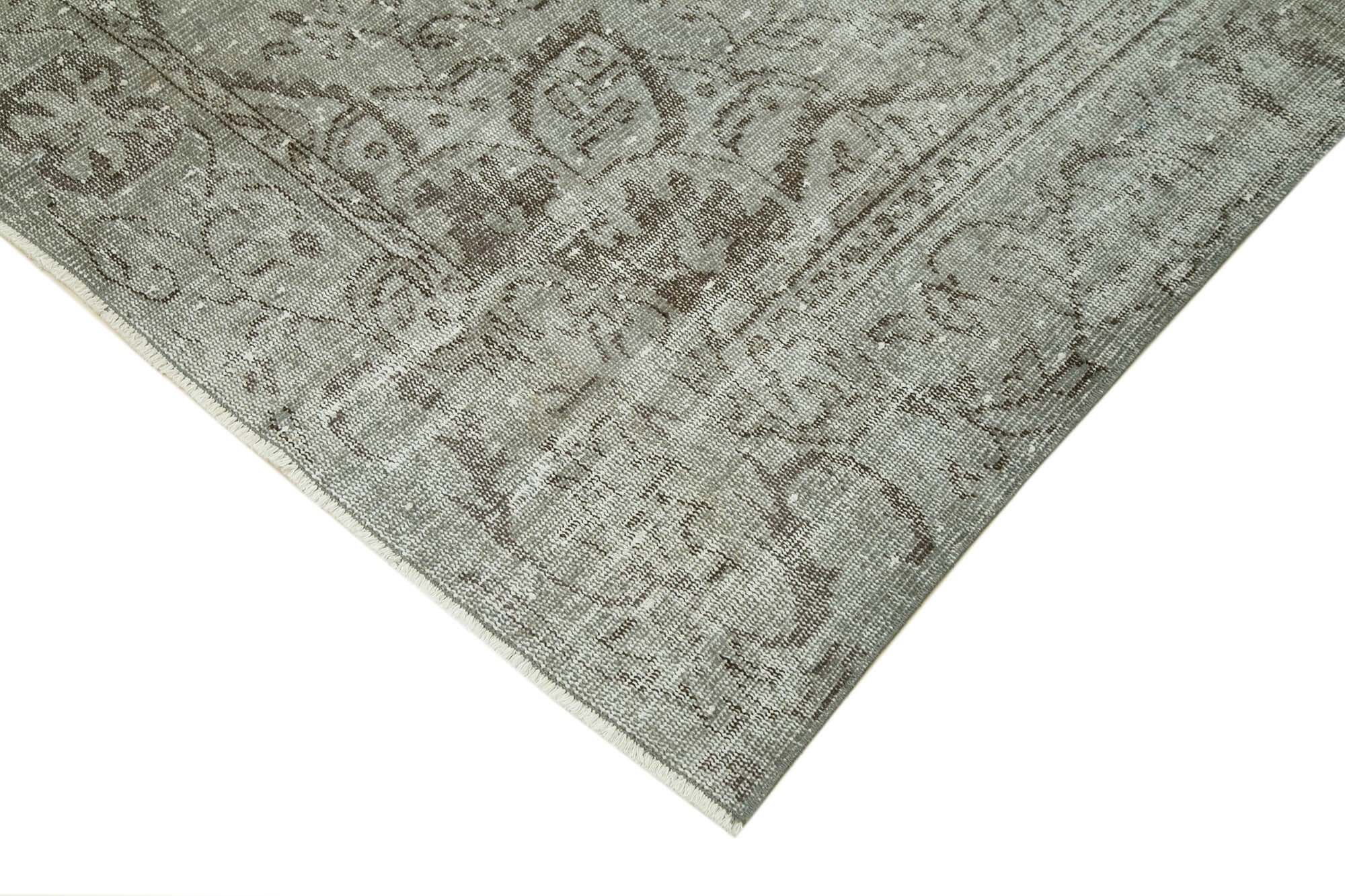 Handmade Area Rug – Overdyed Grey Vintage Wool Cotton Carpet 5'5''x9'4''