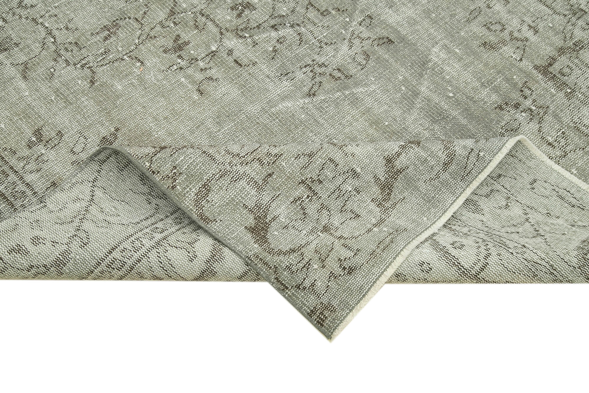 Handmade Area Rug – Overdyed Grey Vintage Wool Cotton Carpet 5'5''x9'4''