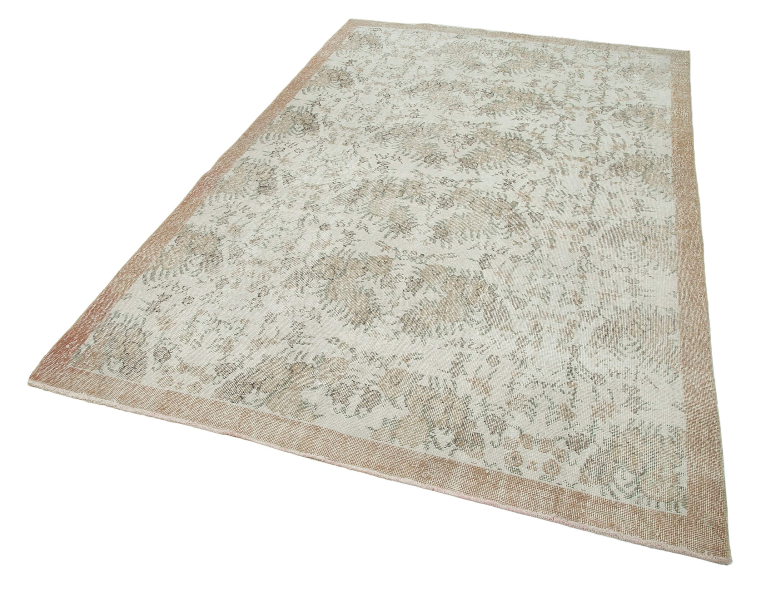 Handmade Wool Area Rug – Vintage Cotton Rug, Beige 5'8''x8'10'' Durable Wool Carpet