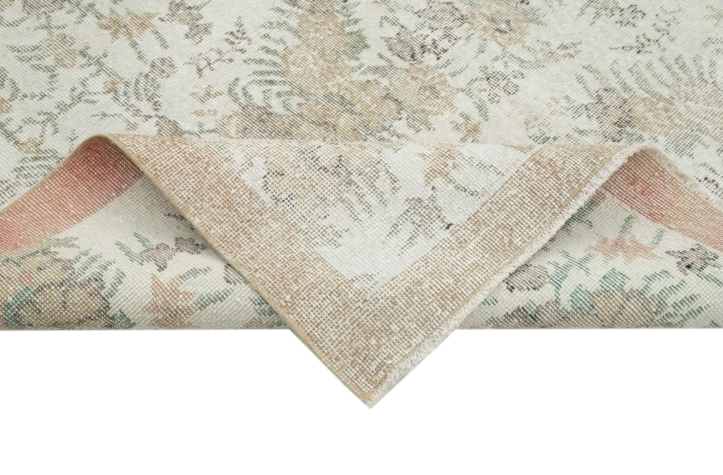 Handmade Wool Area Rug – Vintage Cotton Rug, Beige 5'8''x8'10'' Durable Wool Carpet