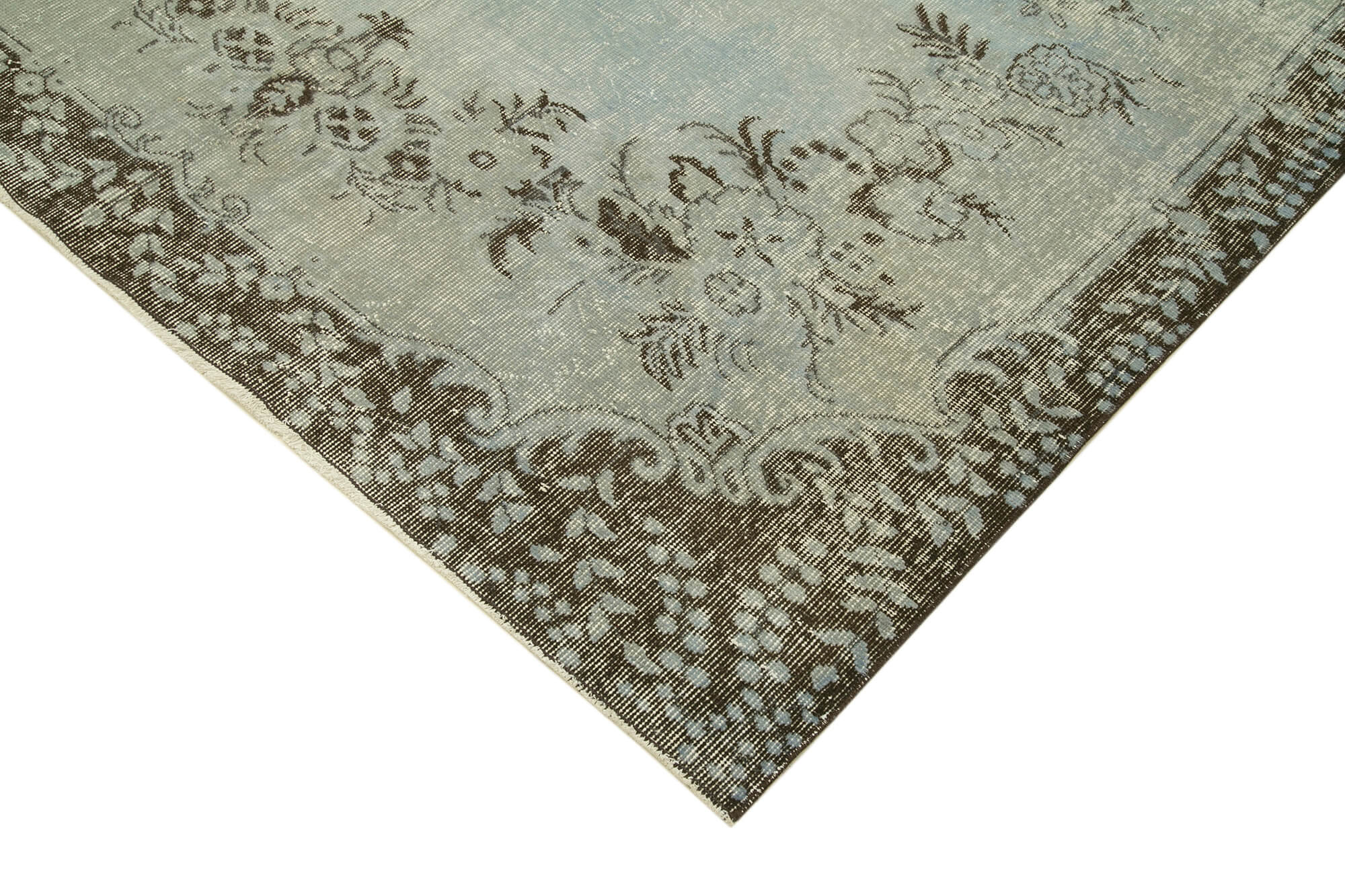 Vintage Blue Area Rug - Handmade Wool Rug | Turkish Hand Knotted Cotton Wool Carpet 6'x9'5"