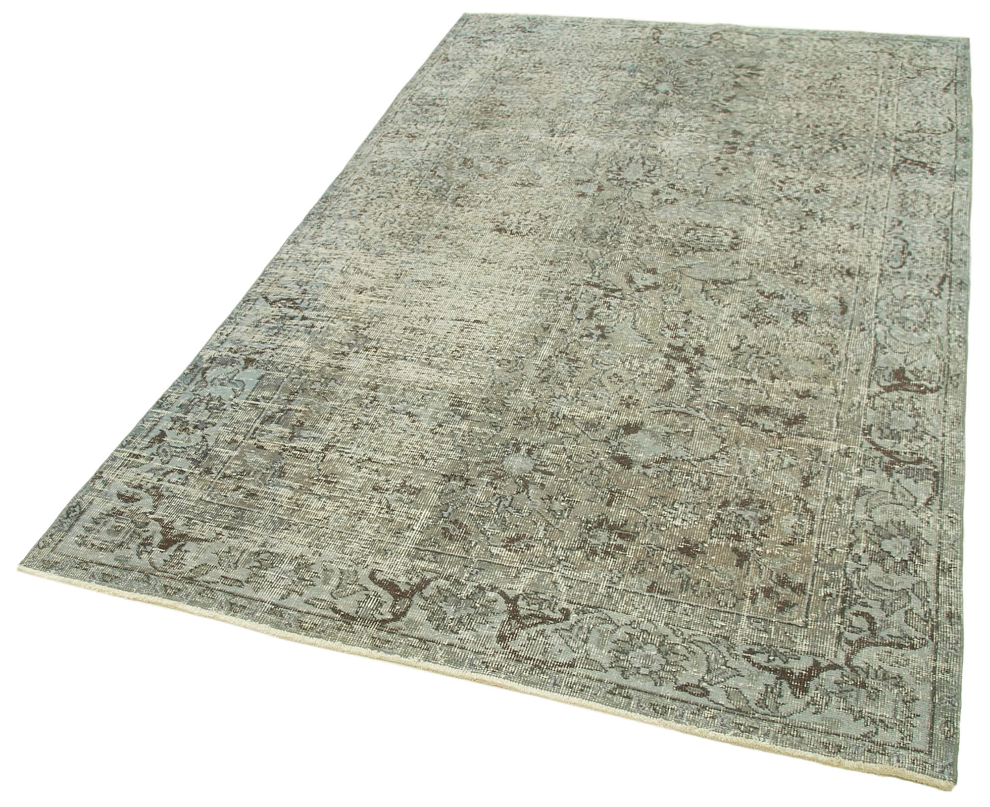 Handmade Vintage Area Rug - Overdyed Wool Rug 4'11''x8'6'' | Turkish Hand Knotted Carpet