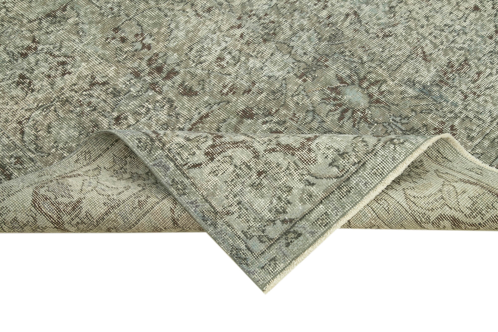 Handmade Vintage Area Rug - Overdyed Wool Rug 4'11''x8'6'' | Turkish Hand Knotted Carpet