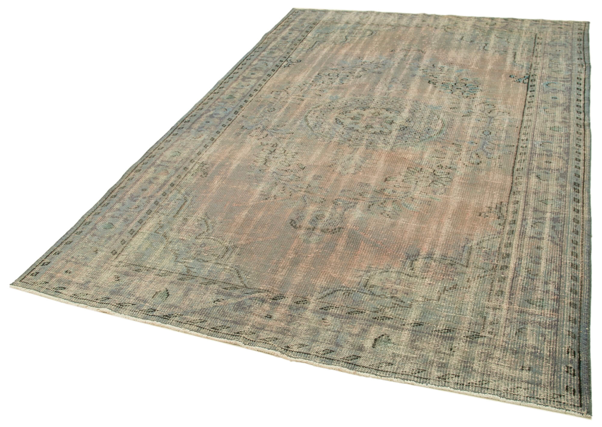 Vintage Handmade Area Rug – Overdyed Blue Rug | Natural Wool & Cotton Carpet 5'10"x8'6"