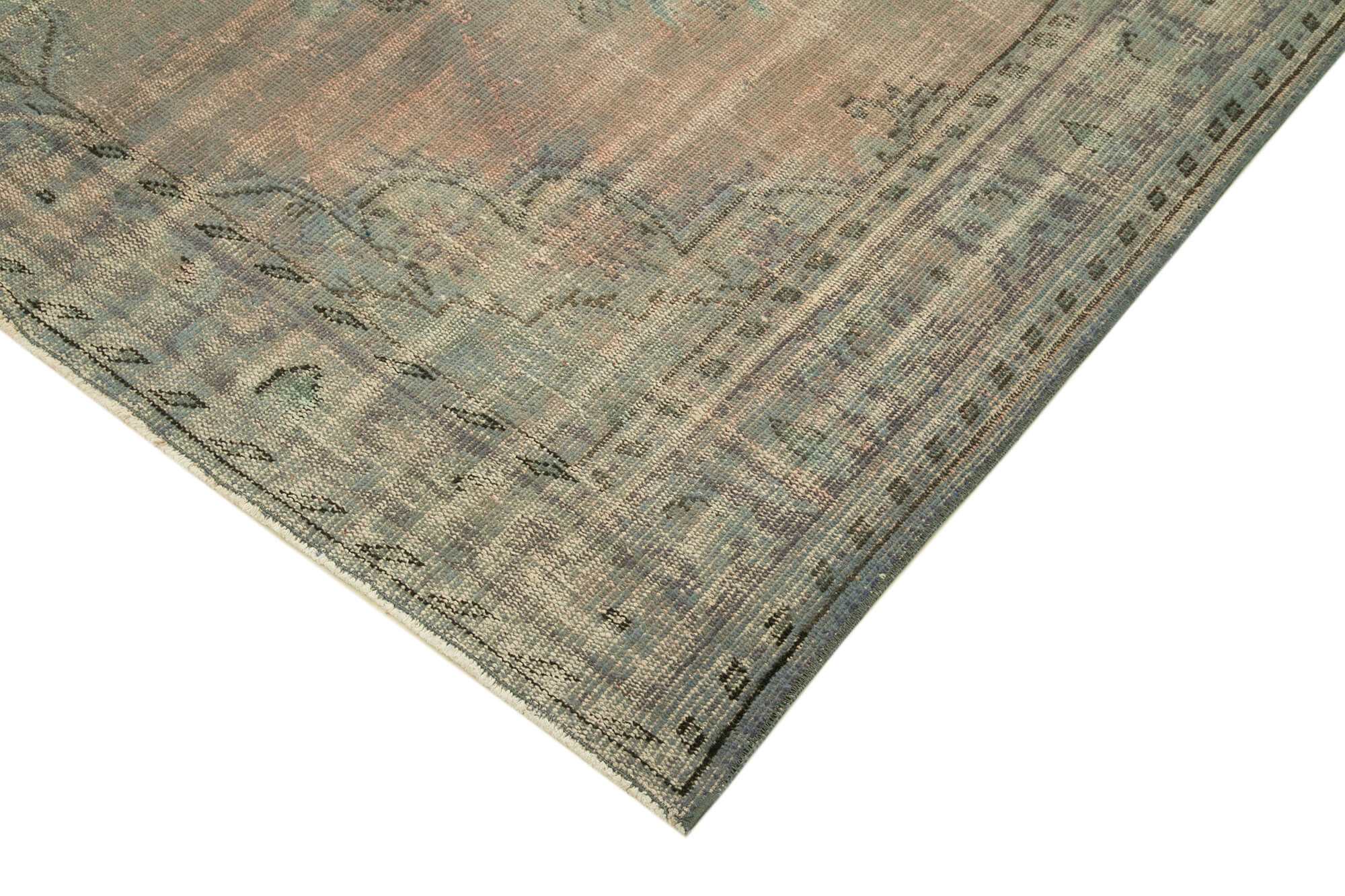 Vintage Handmade Area Rug – Overdyed Blue Rug | Natural Wool & Cotton Carpet 5'10"x8'6"