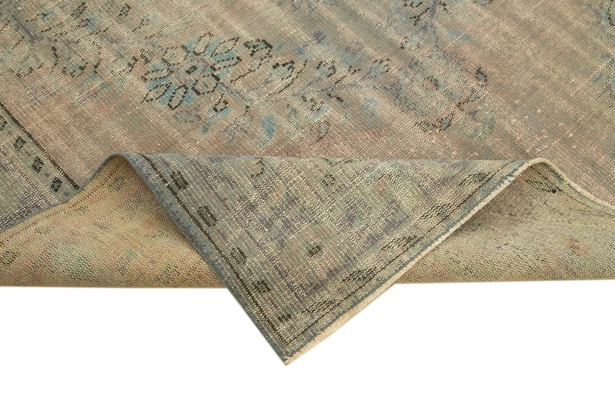 Vintage Handmade Area Rug – Overdyed Blue Rug | Natural Wool & Cotton Carpet 5'10"x8'6"