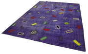 Handmade Area Rug – Kirk Yama Purple Patchwork Cotton Wool Carpet 7'10''x10'8''