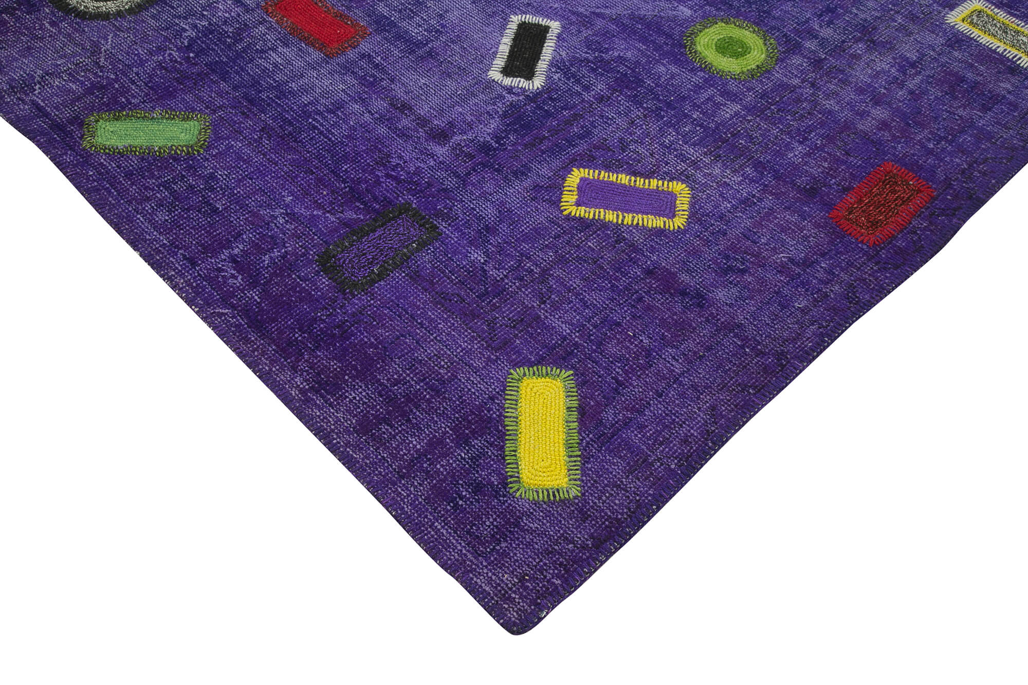 Handmade Area Rug – Kirk Yama Purple Patchwork Cotton Wool Carpet 7'10''x10'8''