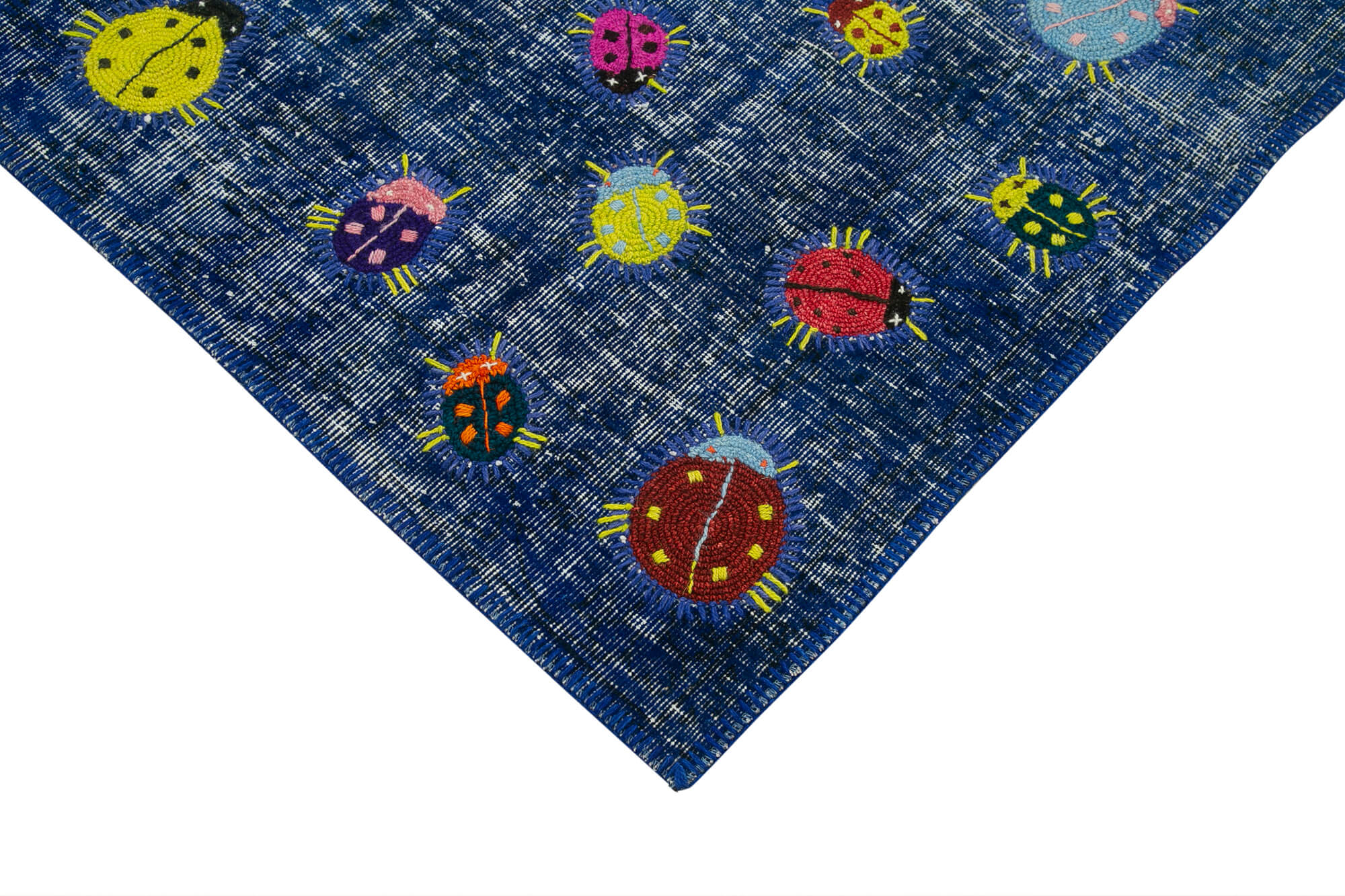 Kirk Yama Blue Patchwork Cotton Wool Handmade Area Rug 5'1'' x 7'5''
