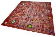 Handmade Patchwork Rug - Kirk Yama Red Cotton Wool Vintage Area Rug 5'10" x 7'0"