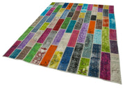 Handmade Area Rug - Grey Patchwork Cotton Wool Rug, Soft Durable Carpet 6'x8'