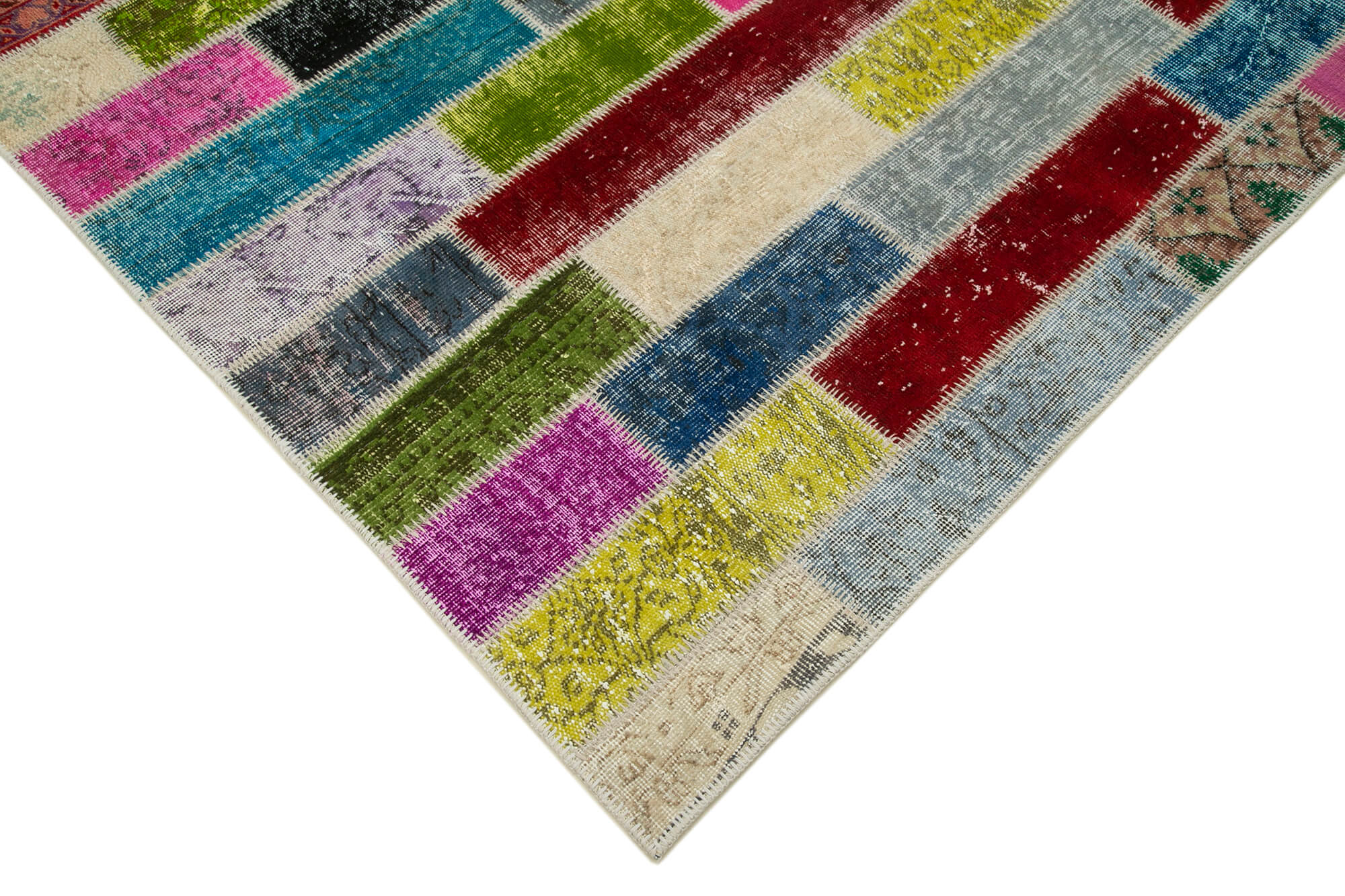 Handmade Wool Area Rug - Grey Patchwork Rug Cotton Wool Carpet 5'11"x8'0"