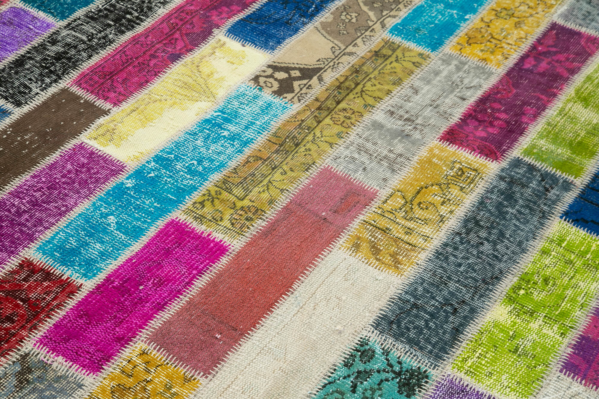 Handmade Area Rug - Kirk Yama Grey Patchwork Cotton Wool Carpet 5'9''x8'0''
