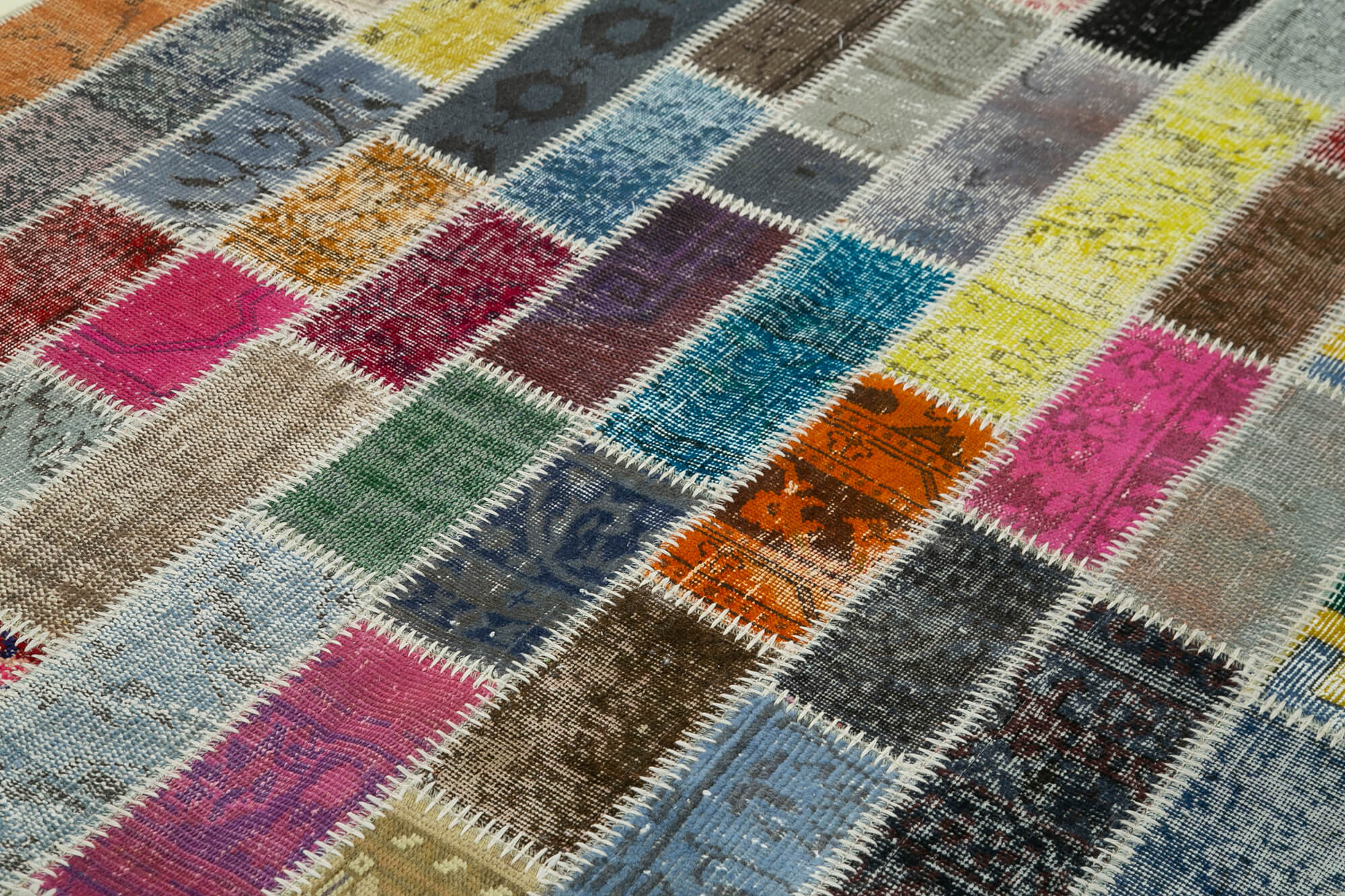 Handmade Patchwork Rug - Grey Patchwork Carpet Cotton Wool Area Rug 6'x7'10''