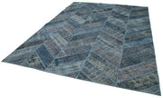 Handmade Wool Area Rug – Blue Patchwork Carpet | Durable Cotton Wool Rug 9'2"x12'2"