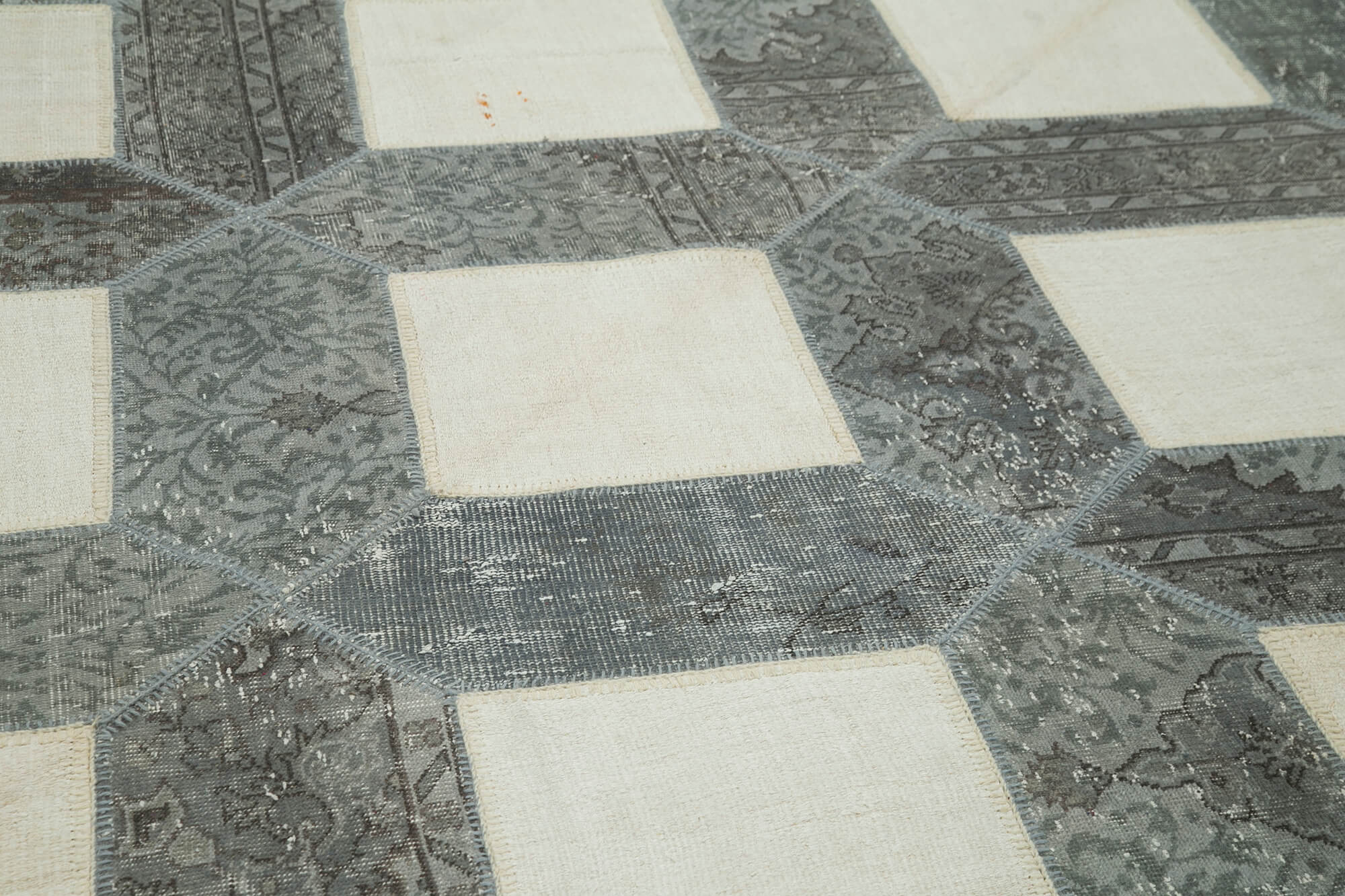 Handmade Area Rug – Kirk Yama Grey Patchwork Cotton Wool Carpet 8'3''x11'7''