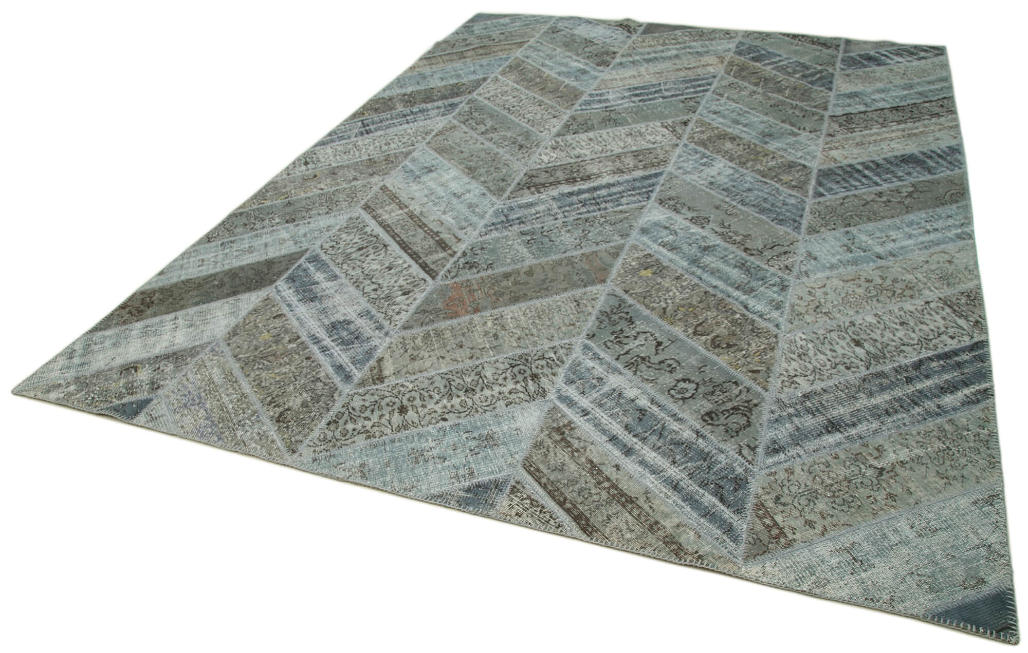 Handmade Patchwork Rug - Kirk Yama Grey Cotton Wool Area Rug 9'1" x 12'4"