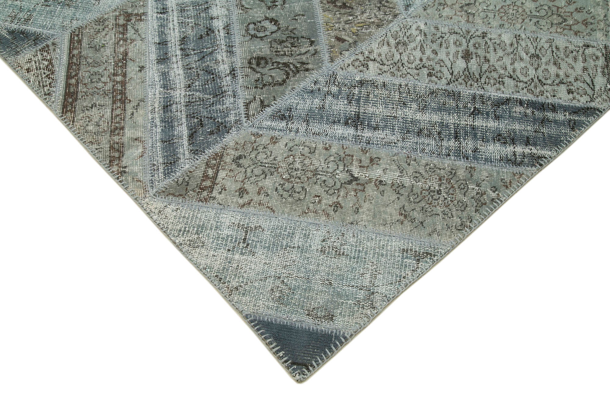 Handmade Patchwork Rug - Kirk Yama Grey Cotton Wool Area Rug 9'1" x 12'4"