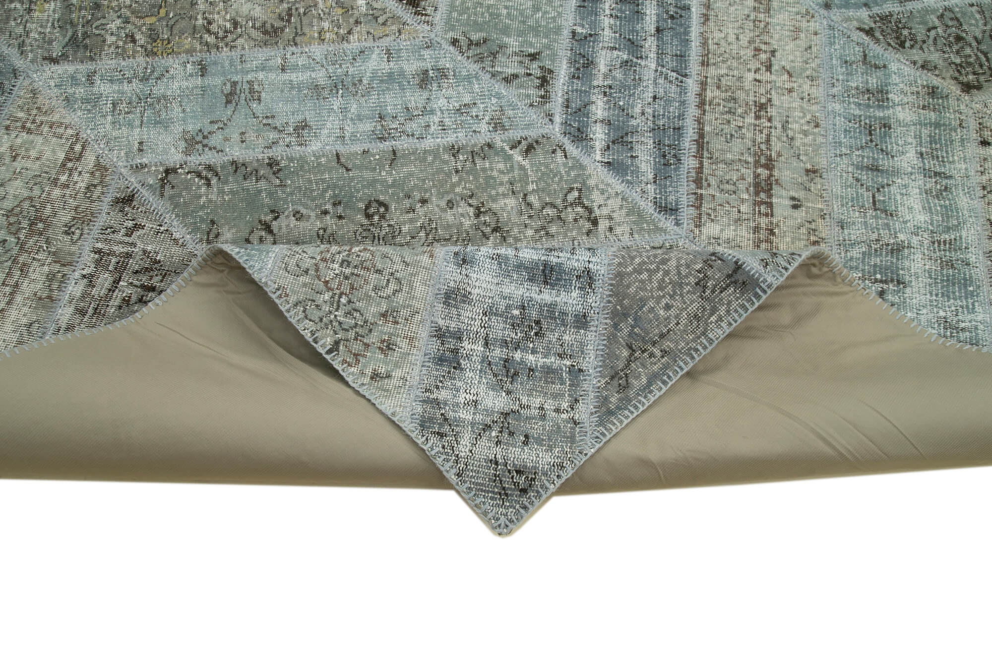 Handmade Patchwork Rug - Kirk Yama Grey Cotton Wool Area Rug 9'1" x 12'4"