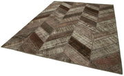 Handmade Area Rug – Brown Patchwork Cotton Wool Vintage Carpet 7'11''x10'1''