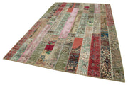 Handmade Patchwork Area Rug - Kirk Yama Grey Cotton Wool Carpet 6'8"x10'1"