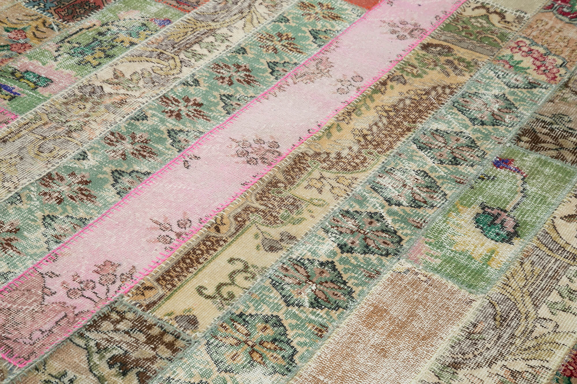 Handmade Patchwork Area Rug - Kirk Yama Grey Cotton Wool Carpet 6'8"x10'1"