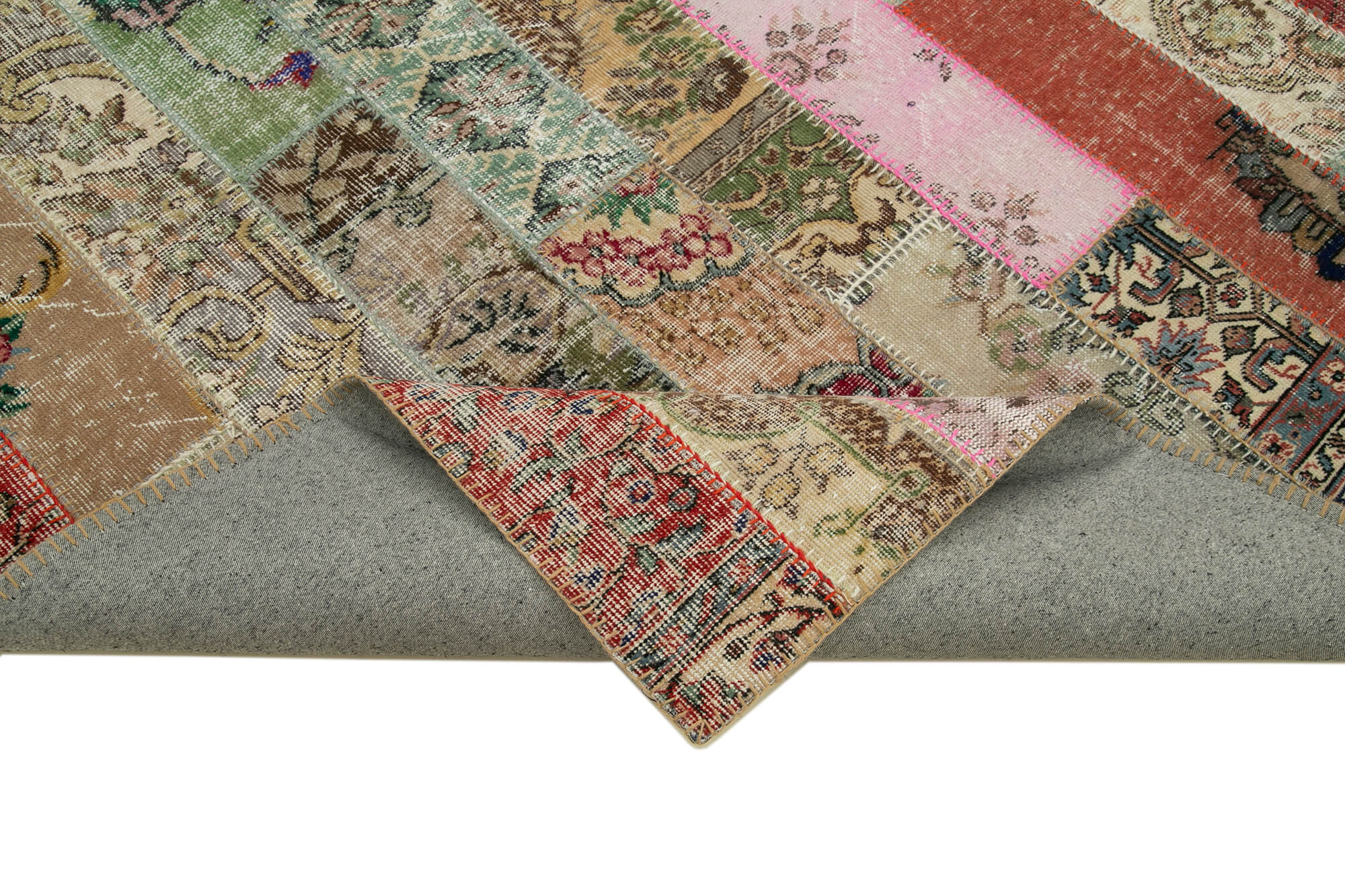 Handmade Patchwork Area Rug - Kirk Yama Grey Cotton Wool Carpet 6'8"x10'1"