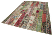 Handmade Area Rug – Grey Patchwork Cotton Wool Turkish Wool Carpet 6x10