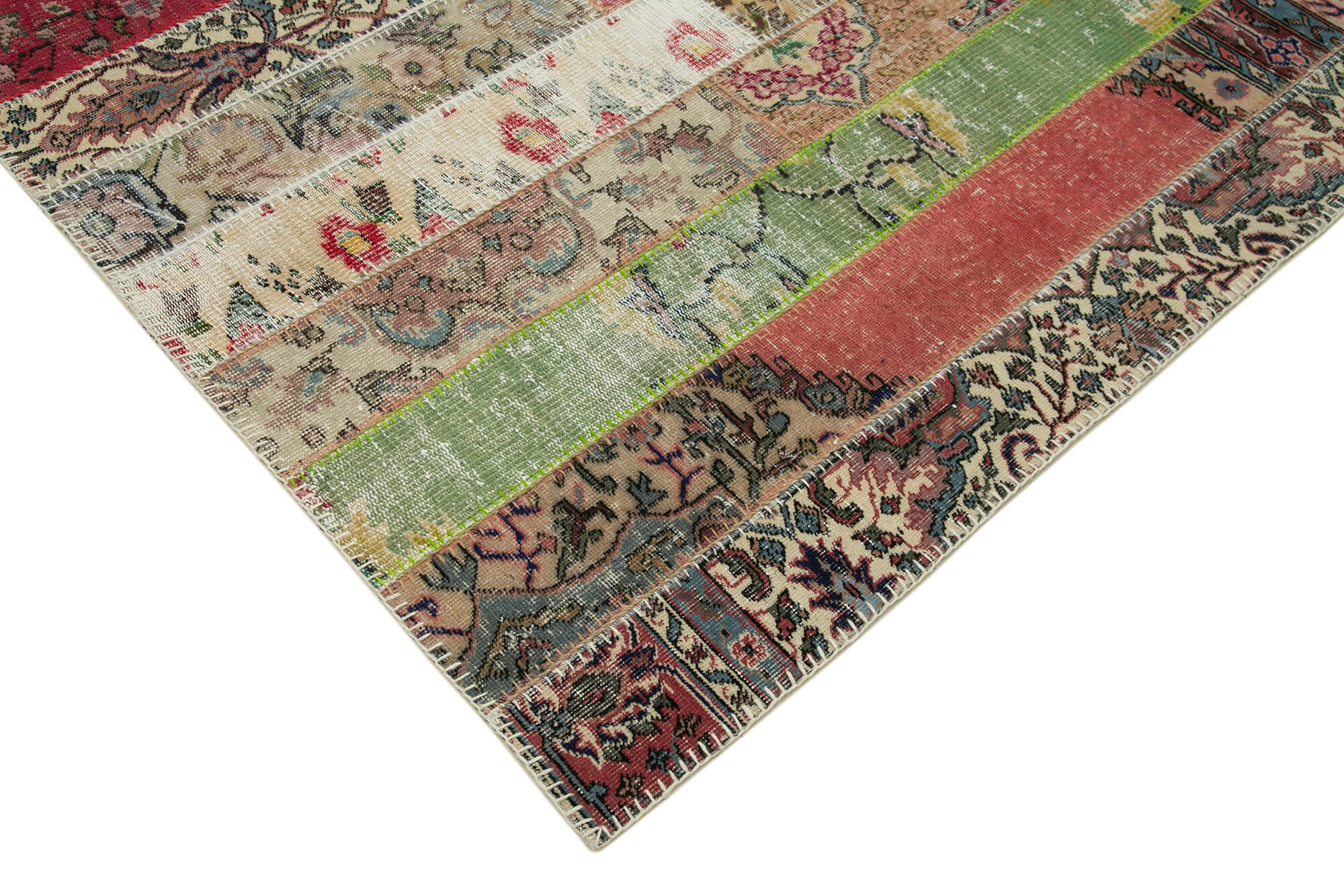 Handmade Area Rug – Grey Patchwork Cotton Wool Turkish Wool Carpet 6x10