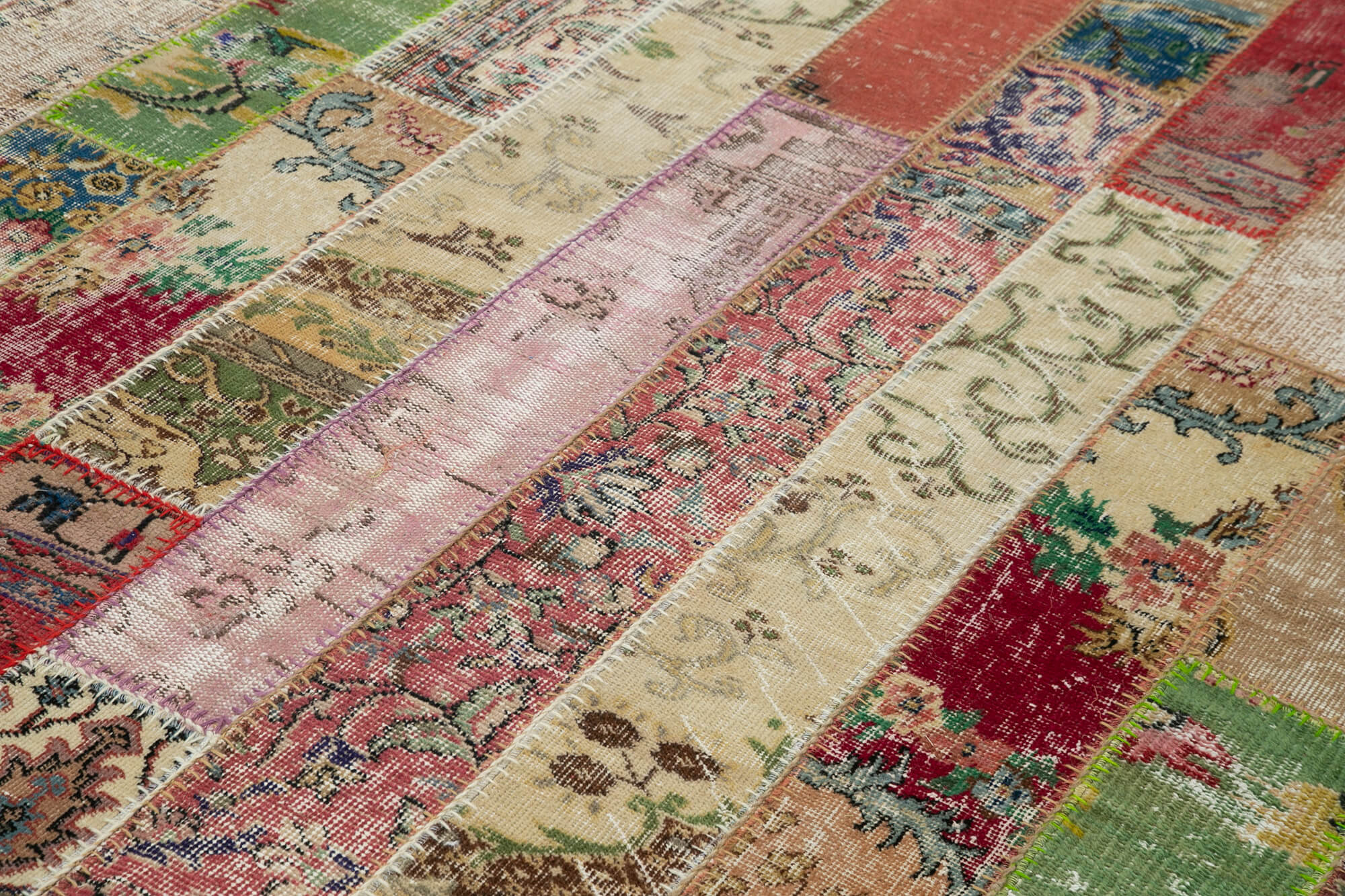 Handmade Area Rug – Grey Patchwork Cotton Wool Turkish Wool Carpet 6x10