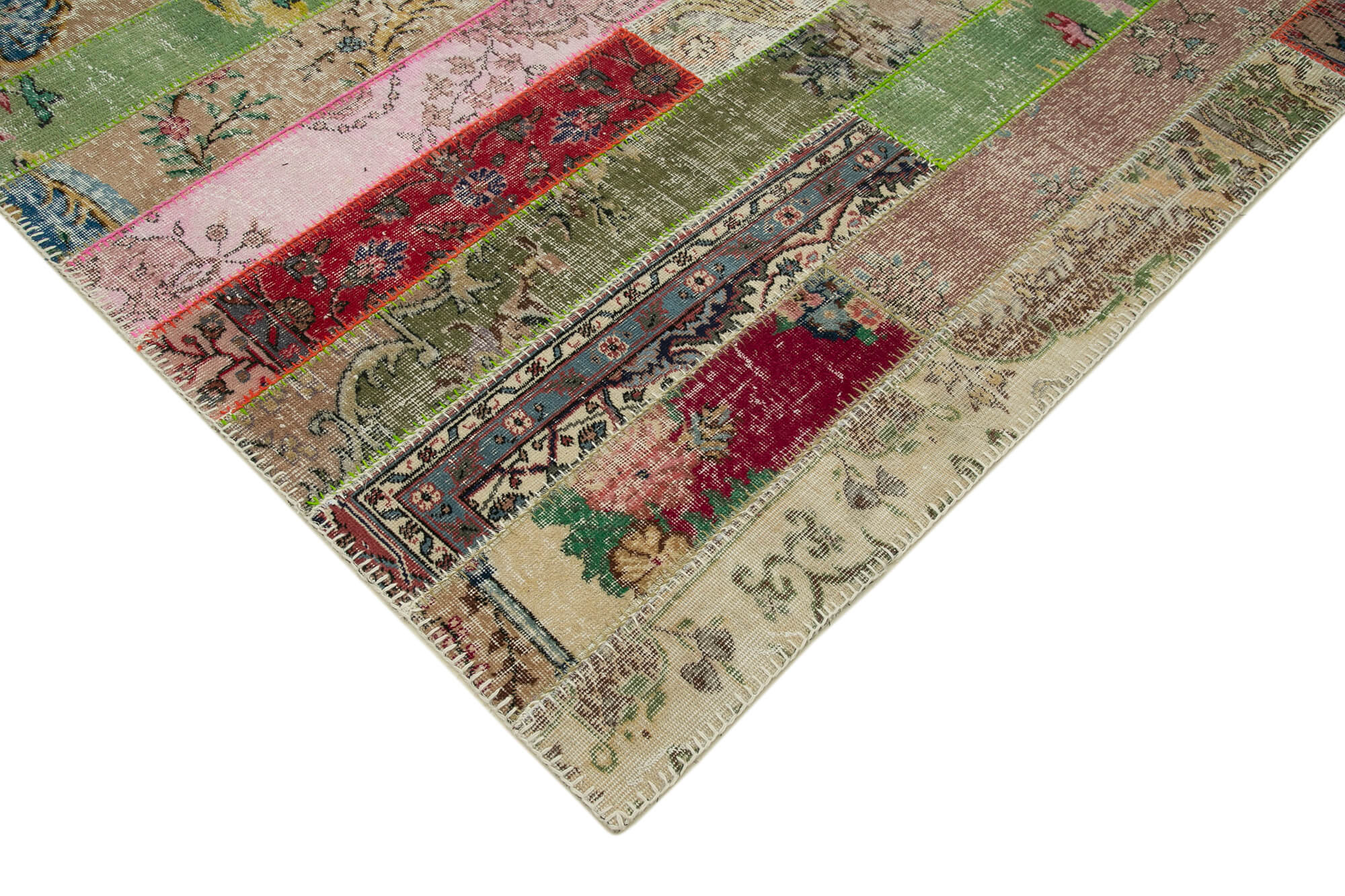 Handmade Area Rug – Kirk Yama Red Patchwork Cotton Wool 6'7''x10'0''