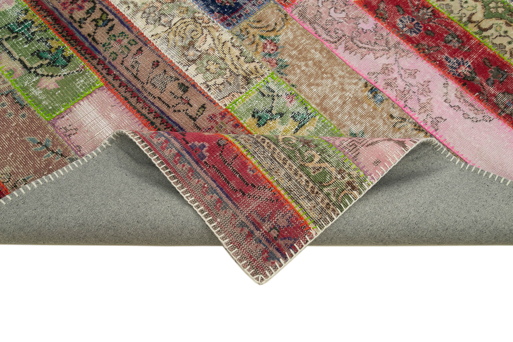 Handmade Area Rug – Kirk Yama Red Patchwork Cotton Wool 6'7''x10'0''