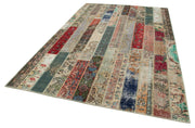 Handmade Wool Area Rug – Kirk Yama Grey Patchwork Cotton Wool Blend 6'6''x10'
