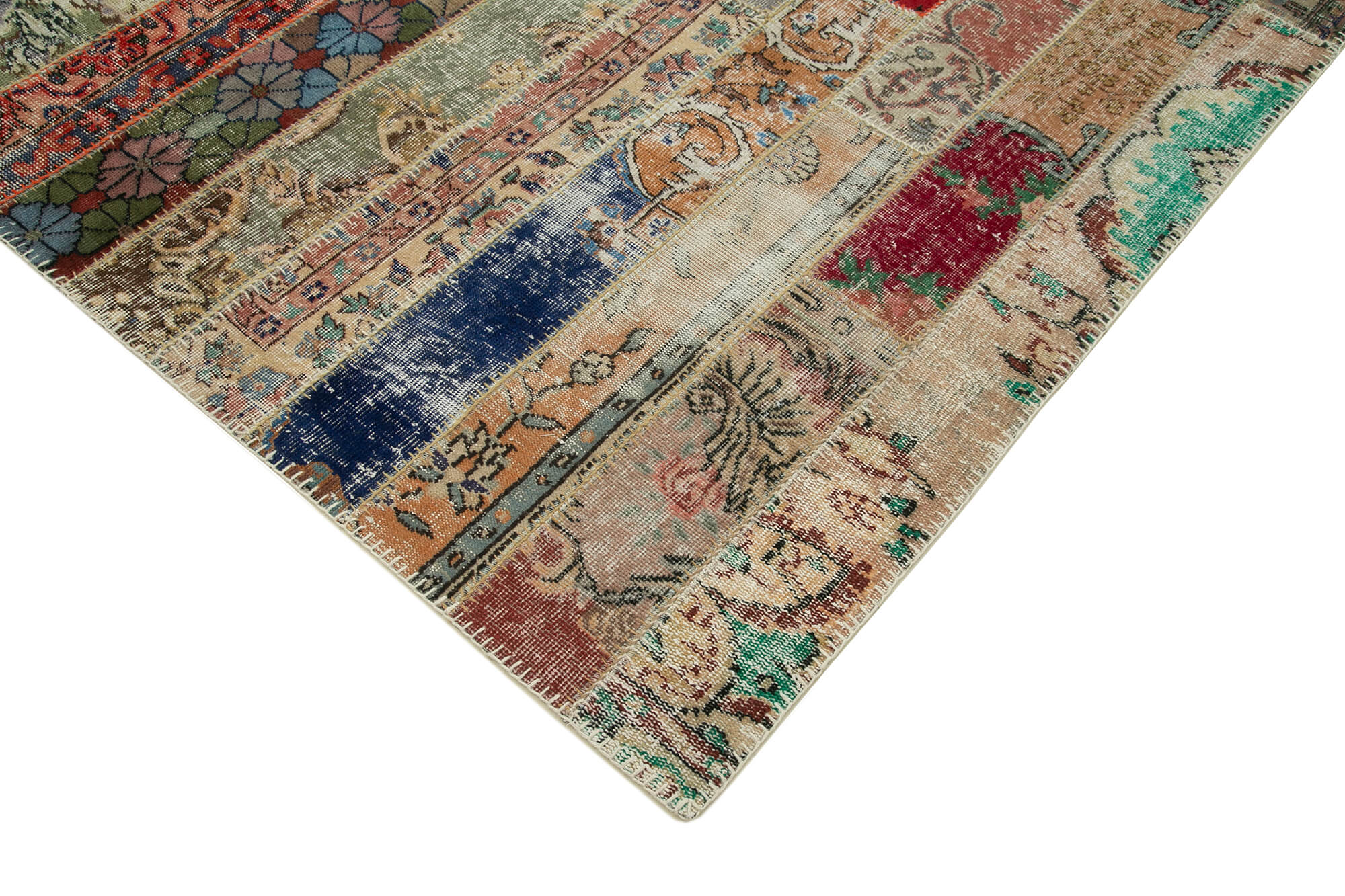 Handmade Wool Area Rug – Kirk Yama Grey Patchwork Cotton Wool Blend 6'6''x10'