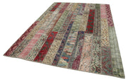Handmade Patchwork Rug - Kirk Yama Grey Cotton Wool Vintage Area Rug 6'8" x 9'9"